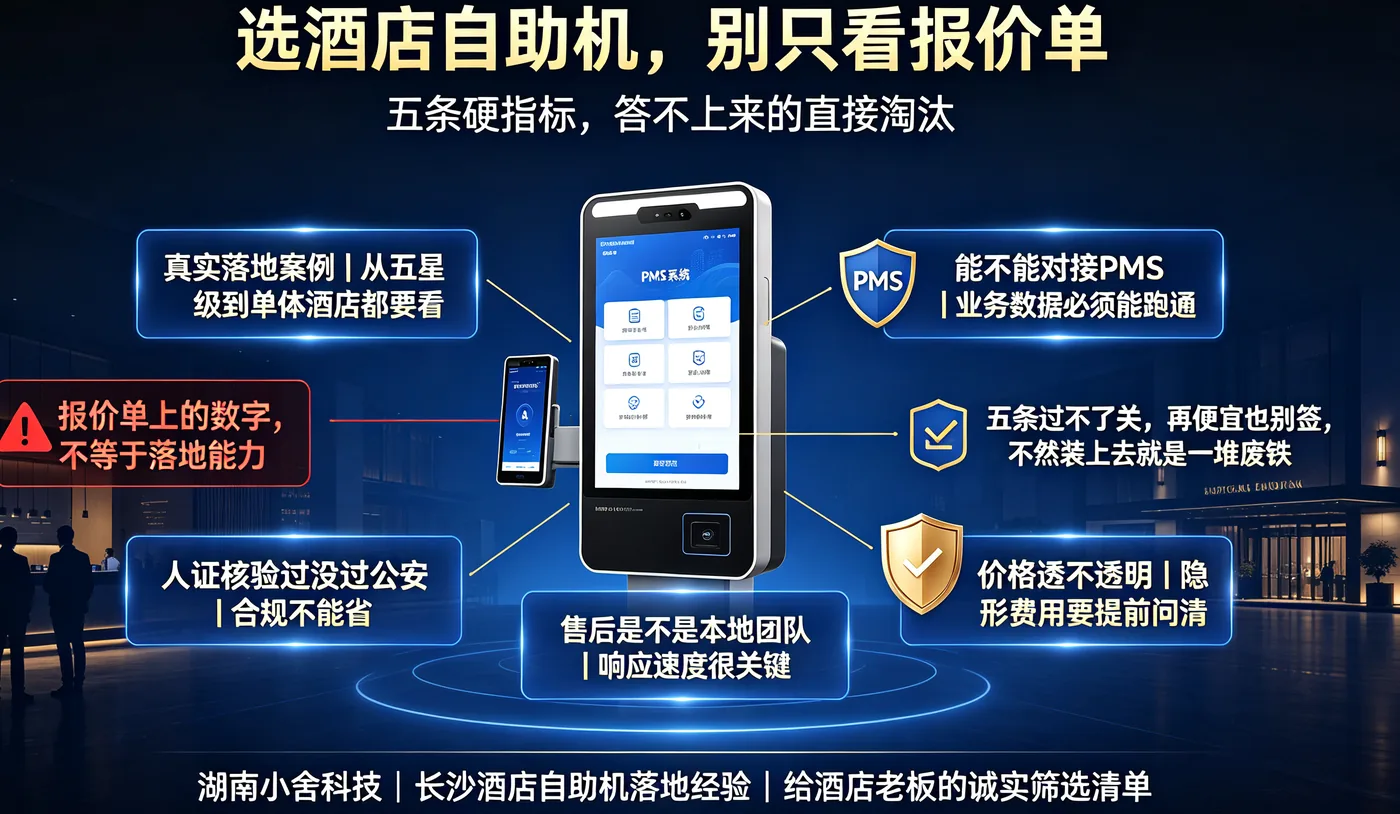 长沙做酒店自助机的公司有哪些？5 条硬标准帮你筛掉不靠谱的